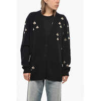 Cardigane Pure Wool Bee Cardigan With Rhinestones Femei