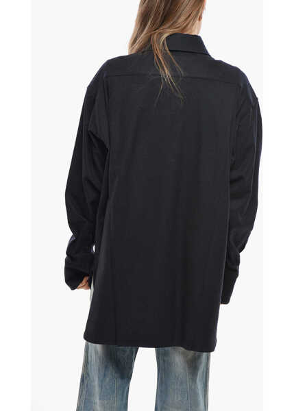 Camasi casual SETCHU Wool Blend Overshirt With Spread Collar Blue Femei (BM 19654913) 3