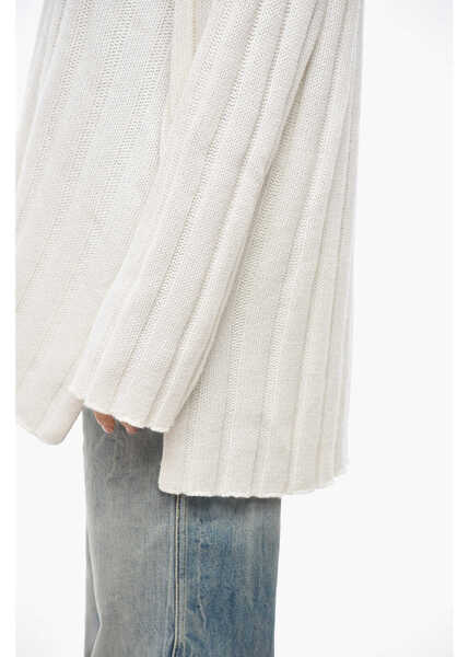 Pulovere Allude Crew Neck Ribbed Cashmere Blend Sweater White Femei (BM 19654922) 2