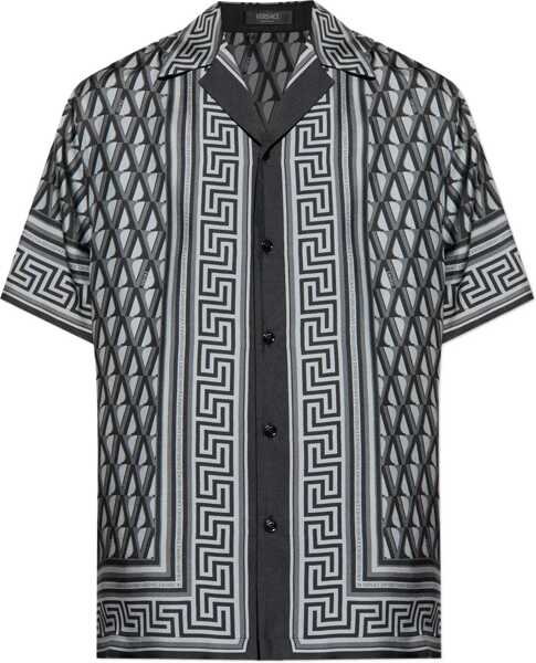 Camasi casual Versace Silk Shirt with V Greca print DARK ANTHRACITE TONAL Barbati (BM 19654997) 1