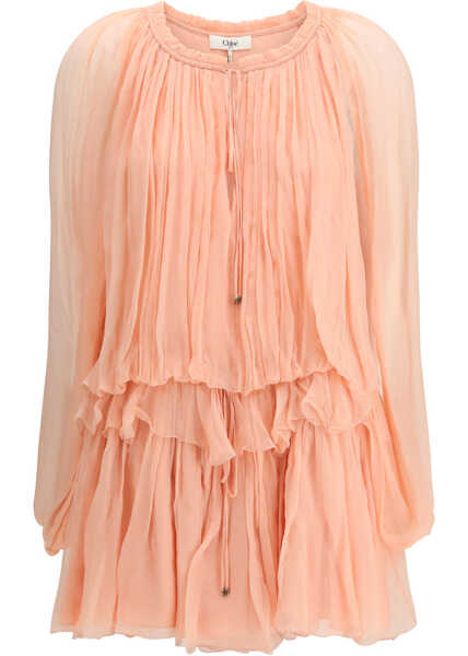Rochii Chloe Mini Dress with cape in silk muslin TAN ROSE Femei (BM 19655000) 1