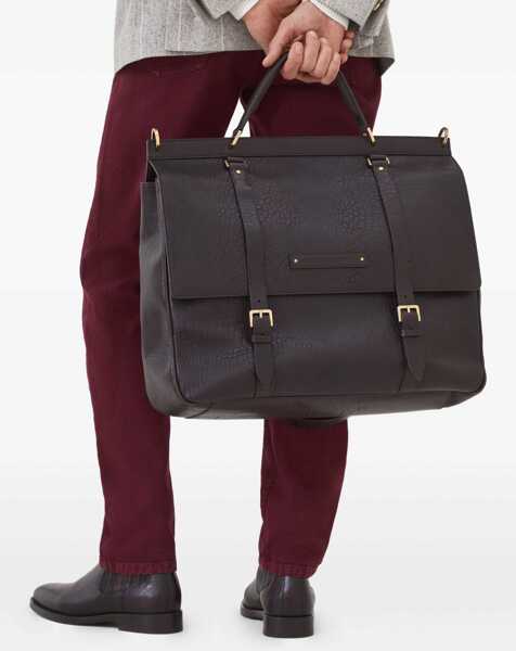Genti de laptop & serviete Brunello Cucinelli Leather Briefcase Bag TESTA MORO Barbati (BM 19662326) 2