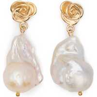 Cercei Magda Butrym Baroque pearl drop earrings with a rose stud