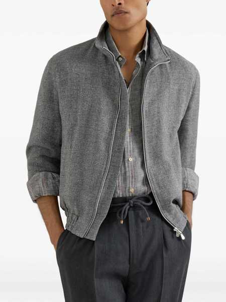 Bomber jacket Brunello Cucinelli Bomber Jacket made by an exquisite blend of linen wool and silk GRIGIO MEDIO Barbati (BM 19662695) 4