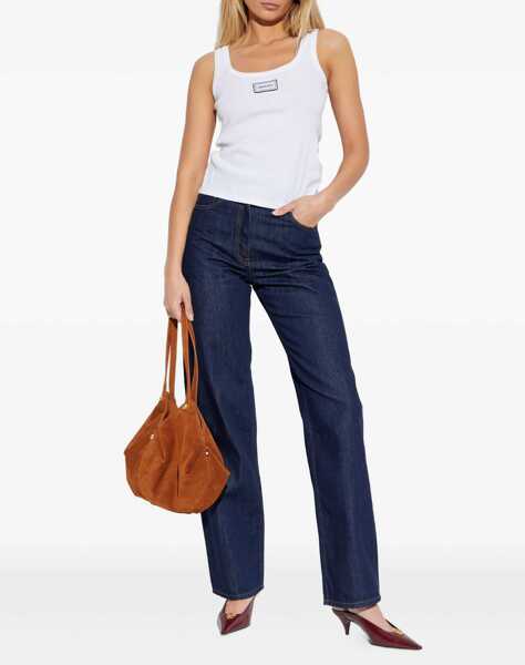 Topuri Versace Tank Top in cotton rib stretch OPTICAL WHITE Femei (BM 19662932) 2