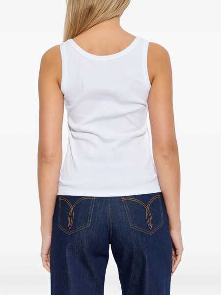 Topuri Versace Tank Top in cotton rib stretch OPTICAL WHITE Femei (BM 19662932) 4