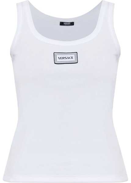 Topuri Versace Tank Top in cotton rib stretch OPTICAL WHITE Femei (BM 19662932) 1