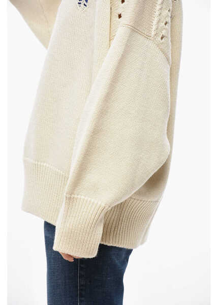 Pulovere casual Chloe High-Neck Wool Openwork Pullover White Femei (BM 19663004) 2