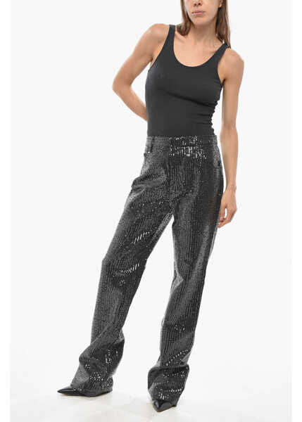 Blugi drepti ROTATE Birger Christensen Straight-Leg Jeans With All-Over Sequins 23Cm Black Femei (BM 19663010) 4