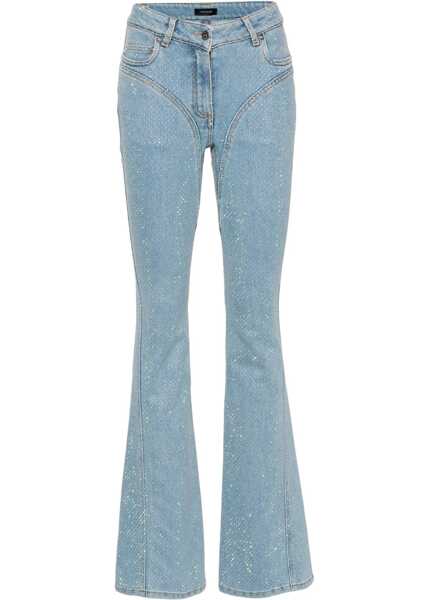 Blugi drepti MUGLER Cotton Blend Bootcut Denims With Rhinestones All-Over 22Cm Light Blue Femei (BM 19663022) 1