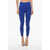 Elisabetta Franchi Knitted Leggings With All-Over Rhinestones Blue