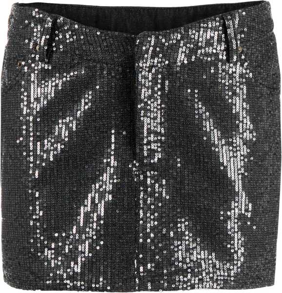 Fuste scurte ROTATE Birger Christensen Denim Mini Skirt With All-Over Sequins Black Femei (BM 19663034) 1