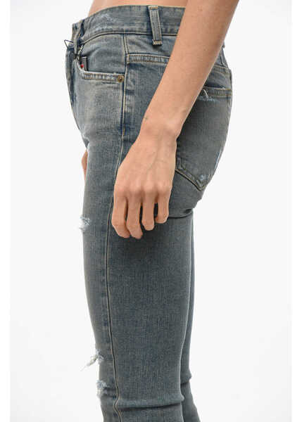 Blugi skinny Saint Laurent High Waist Slim Fit Distressed Jeans 14Cm Blue Femei (BM 19663049) 2