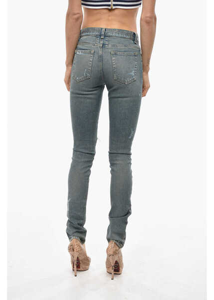 Blugi skinny Saint Laurent High Waist Slim Fit Distressed Jeans 14Cm Blue Femei (BM 19663049) 3