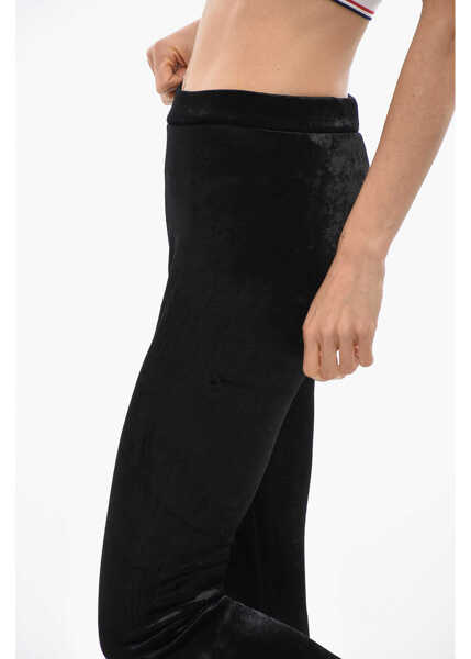 Colanti Balenciaga Skiwear Velour Leggings Solid-Color With Embroidered Logo Black Femei (BM 19663055) 2