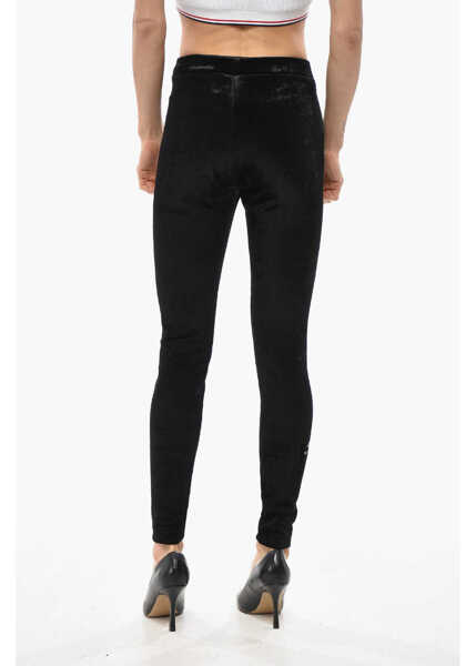 Colanti Balenciaga Skiwear Velour Leggings Solid-Color With Embroidered Logo Black Femei (BM 19663055) 3