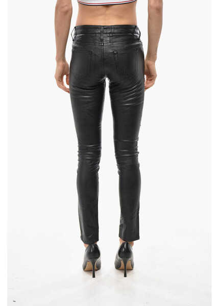 Pantaloni casual Saint Laurent Faux Leather 5 Pockets Pants Black Femei (BM 19663061) 3