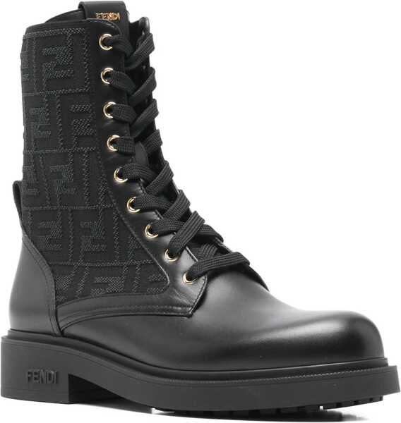Bocanci casual Fendi FF leather Biker Boots NEROBLACK ANTRACITE Femei (BM 19676159) 2