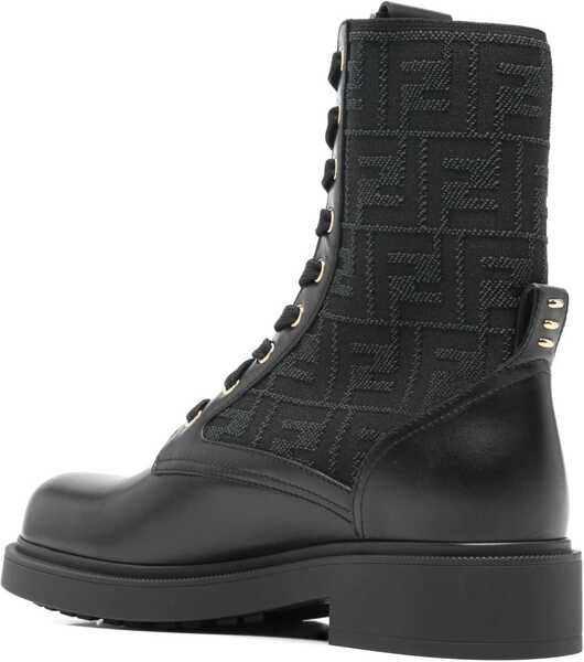 Bocanci casual Fendi FF leather Biker Boots NEROBLACK ANTRACITE Femei (BM 19676159) 3