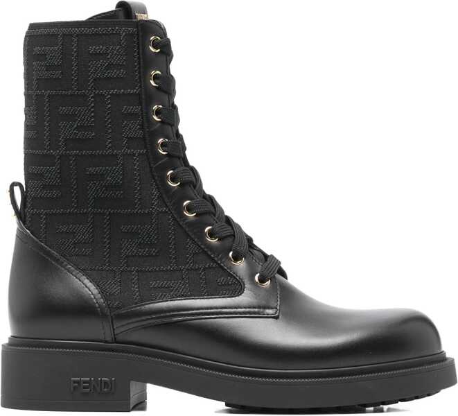Bocanci casual Fendi FF leather Biker Boots NEROBLACK ANTRACITE Femei (BM 19676159) 1
