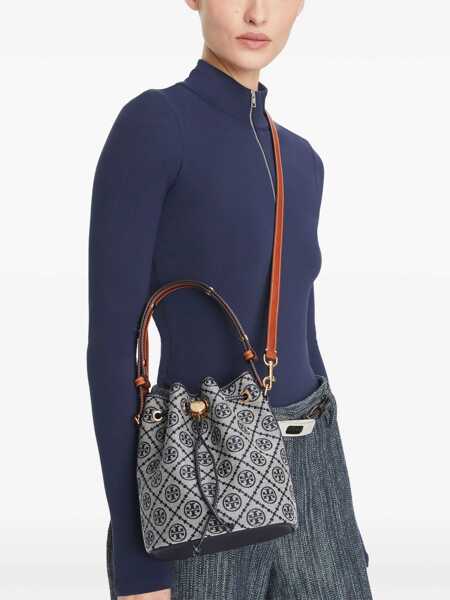 Genti de mana Tory Burch T Monogram Bucket Bag BLUE Femei (BM 19676195) 2