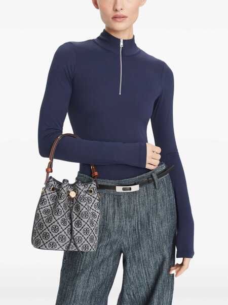 Genti de mana Tory Burch T Monogram Bucket Bag BLUE Femei (BM 19676195) 3