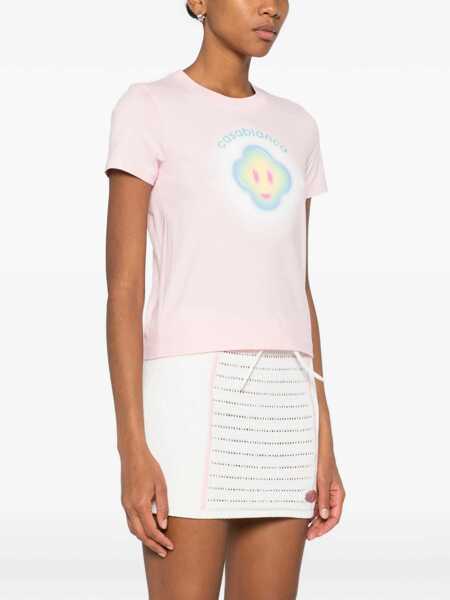 Tricouri Casablanca Airbrush Smiley Fitted short-sleeve T-shirt PALE PINK Femei (BM 19676267) 3