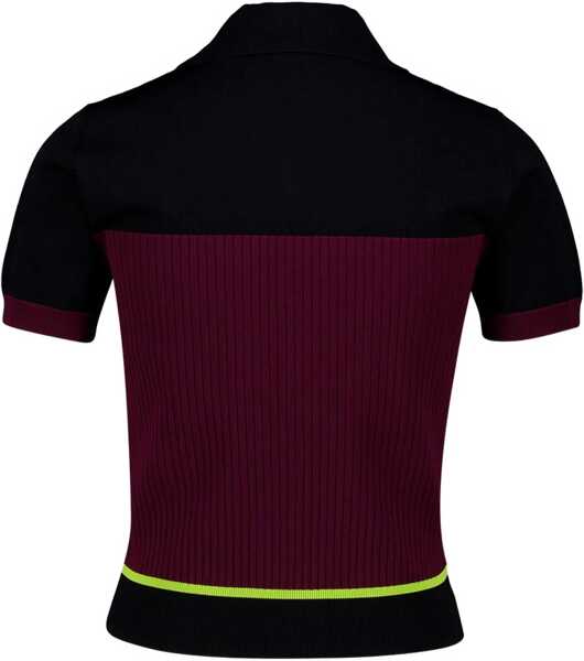 Tricouri Polo Casablanca Striped short-sleeve polo Shirt BURGUNDY Femei (BM 19676294) 2