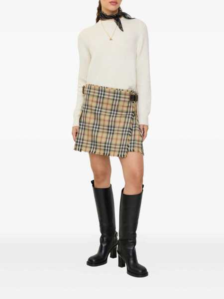 Fuste casual Burberry Wool Check mini kilt Beige Femei (BM 19676319) 2