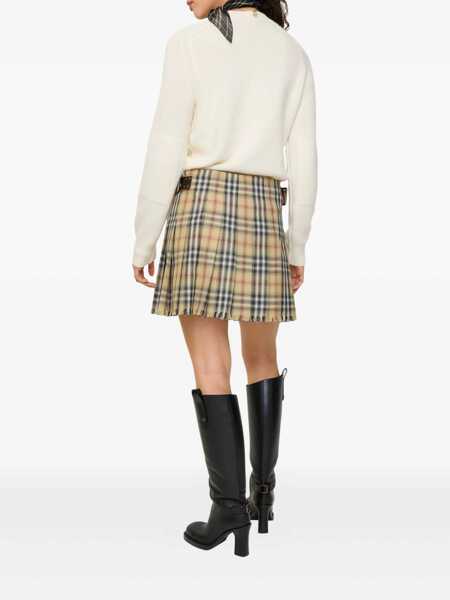 Fuste casual Burberry Wool Check mini kilt Beige Femei (BM 19676319) 3