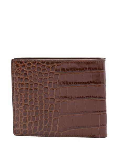 Portofele Tom Ford Crocodile print leather wallet Brown Barbati (BM 19676400) 2