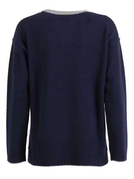 Pulovere Kangra BOXING FIT CREW NECK SWEATER WITH INLAY Blue Femei (BM 19680267) 2