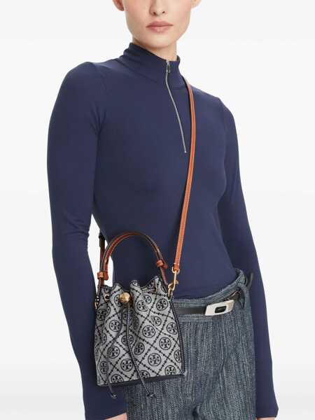 Genti de mana Tory Burch T Monogram Bucket Bag Mini BLUE Femei (BM 19680341) 2
