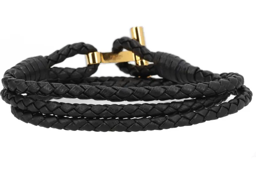 Bratari Tom Ford Braided Leather Bracelet BLACK Barbati (BM 19680521) 2