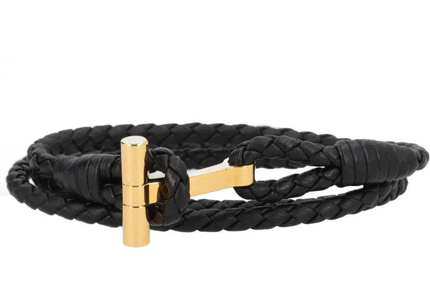 Bratari Tom Ford Braided Leather Bracelet BLACK Barbati (BM 19680521) 1
