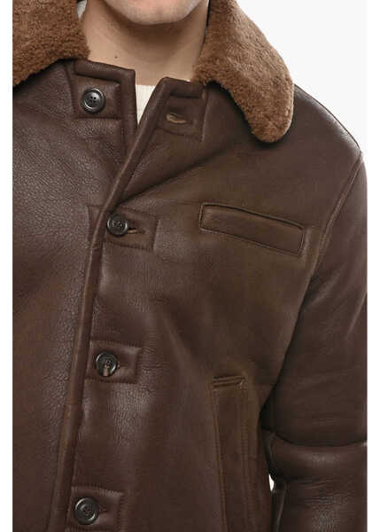 Geci de piele OUR LEGACY Leather Alaska Jacket With Faux Fur Lining Brown Barbati (BM 19680770) 3