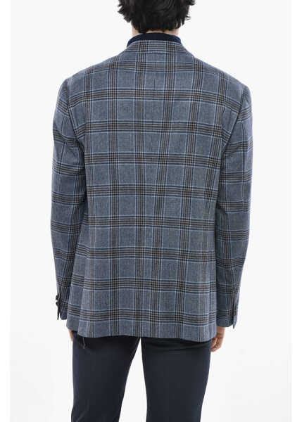 Sacouri CORNELIANI Virgin Wool District Check Unlined Blazer Blue Barbati (BM 19680779) 2