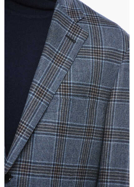 Sacouri CORNELIANI Virgin Wool District Check Unlined Blazer Blue Barbati (BM 19680779) 3