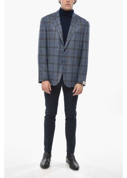 Sacouri CORNELIANI Virgin Wool District Check Unlined Blazer Blue Barbati (BM 19680779) 4