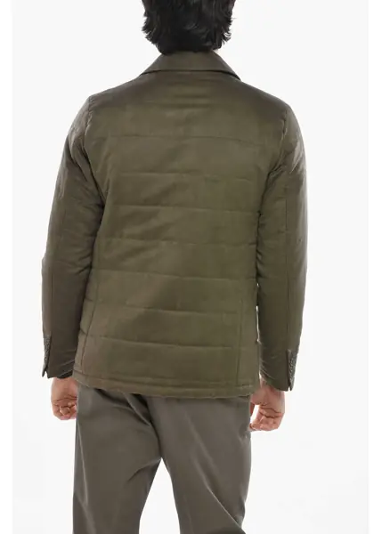 Sacouri CORNELIANI Cc Collection Eco-Suede Quilted Blazer With Chest Piece Military Green Barbati (BM 19680782) 2