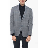Sacouri Wool Single Breasted Gate Blazer With Check Motif Barbati