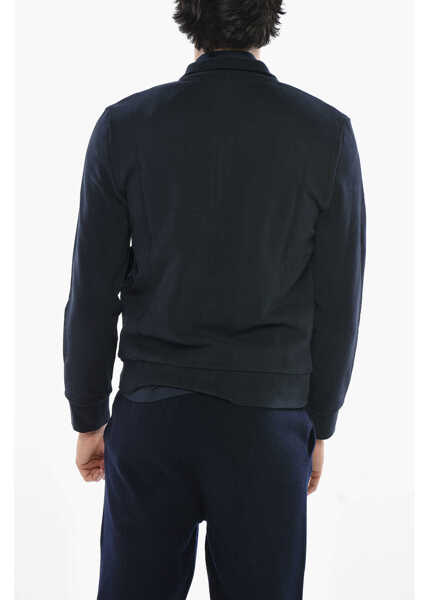 Bluze de trening CORNELIANI Mock Neck Cotton Sweatshirt With Full Zip Blue Barbati (BM 19680791) 2