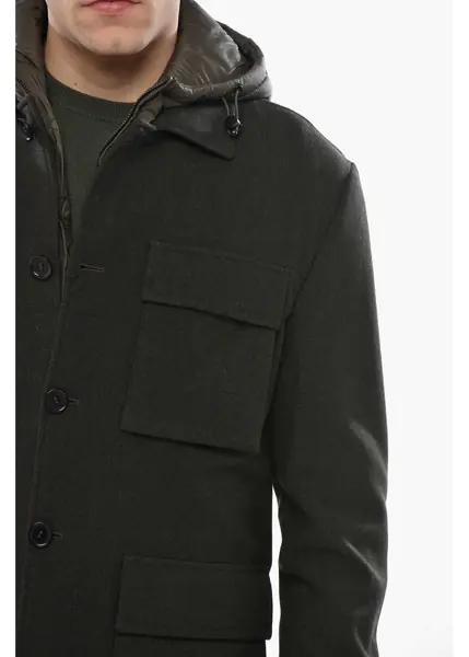 Jachete CORNELIANI Cc Collection Wool Blend Utility Jacket With Removable Quilt Military Green Barbati (BM 19680794) 3