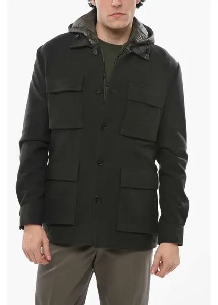 Jachete CORNELIANI Cc Collection Wool Blend Utility Jacket With Removable Quilt Military Green Barbati (BM 19680794) 1