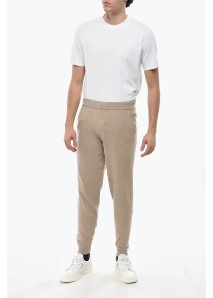 Pantaloni de trening CORNELIANI Cashmere Blend Sweatpants With Cuffs Beige Barbati (BM 19680797) 4