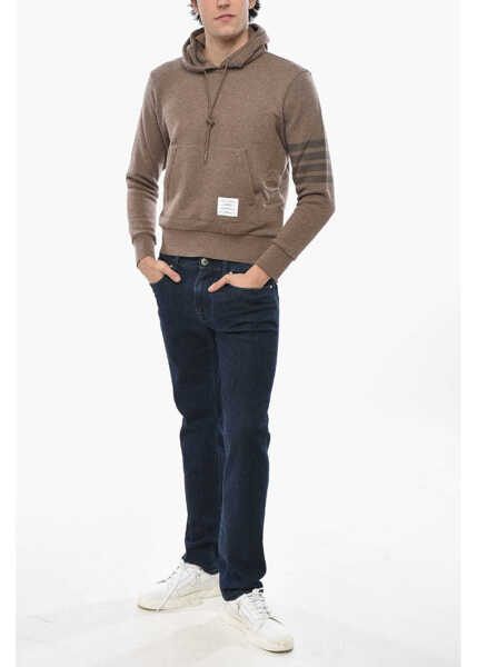 Pulovere Thom Browne Virgin Wool Sweater With Hood And Kangaroo Pocket Brown Barbati (BM 19680803) 4