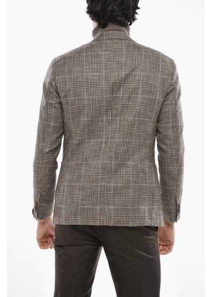 Sacouri CORNELIANI Single Breasted Gate Blazer With Prince Of Wales Motif Brown Barbati (BM 19680812) 2