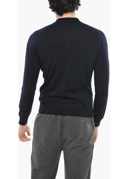 Tricouri Polo CORNELIANI Polo Neck Virgin Wool Sweater Blue Barbati (BM 19680821) 2