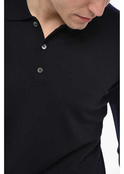 Tricouri Polo CORNELIANI Polo Neck Virgin Wool Sweater Blue Barbati (BM 19680821) 3