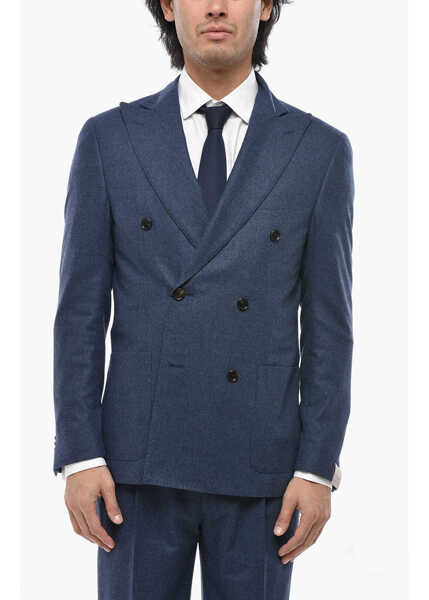 Costume CORNELIANI Double-Breasted Academy Light Virgin Wool Blend Suit Blue Barbati (BM 19680833) 2